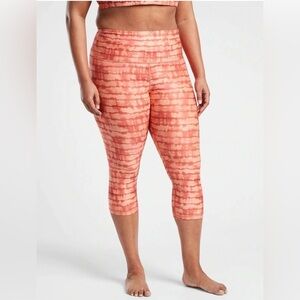 Athleta Elation Printed Capri Tight, Tahiti Island Coral Size 3X NWT